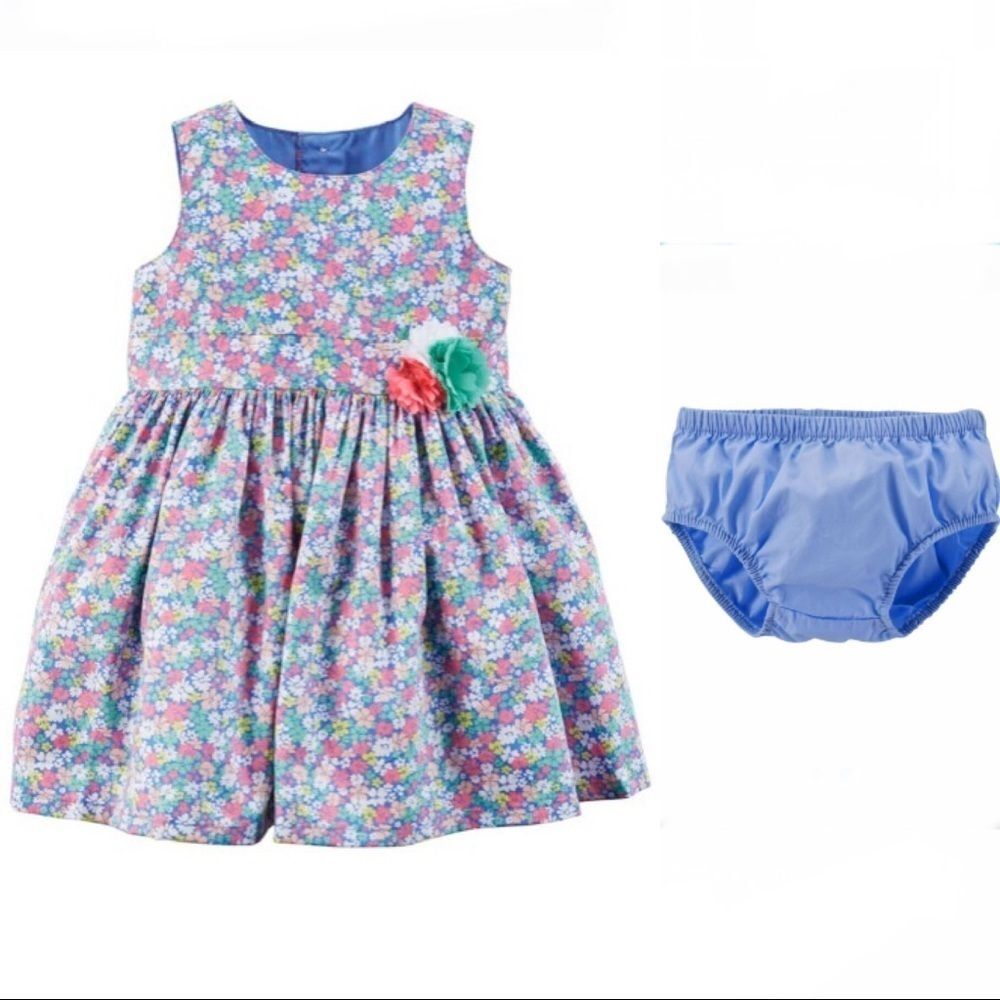 Floral Sateen Tulle Dress w Diaper Cover 6 months